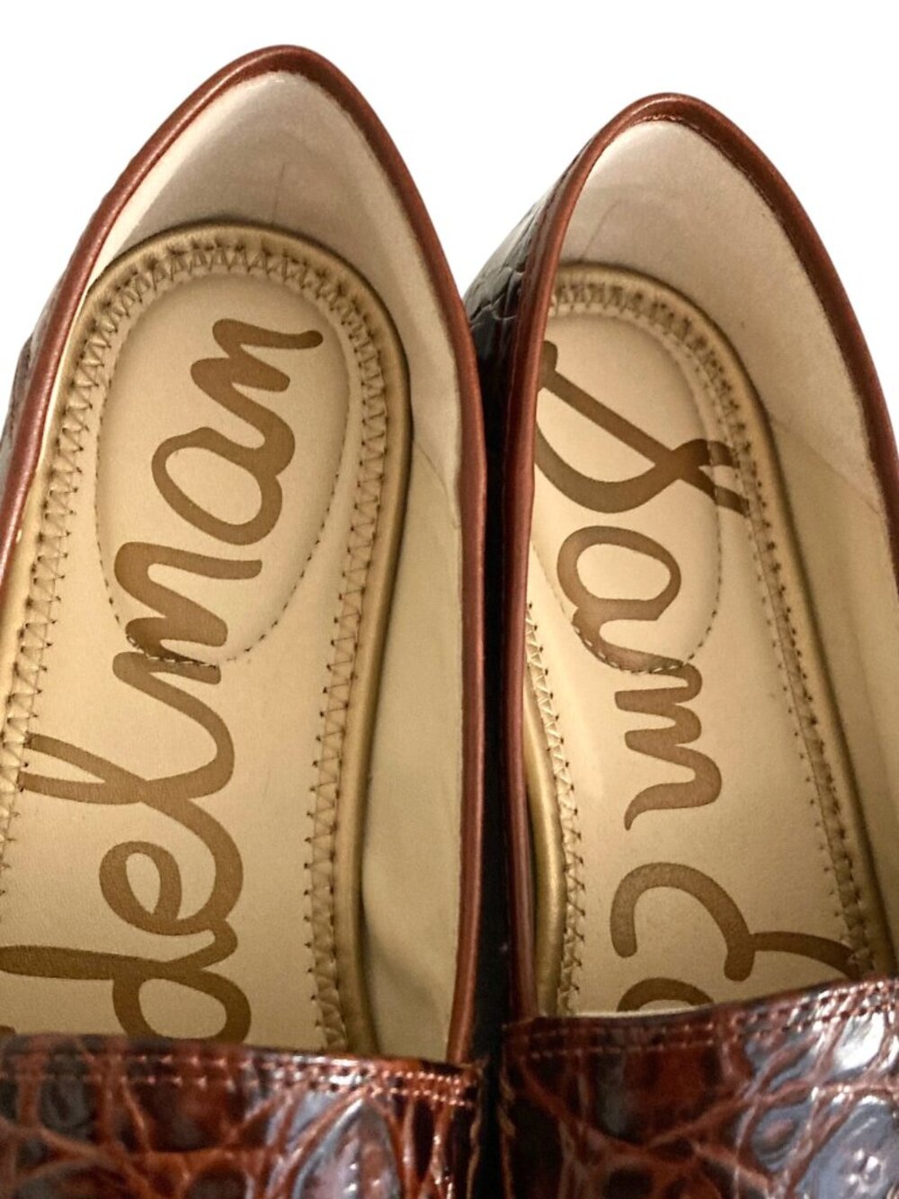 NEW Sam Edelman Loraine Croc-Effect Horsebit Slip On Loafers Size 7.5 M Brown - Picture 7 of 10